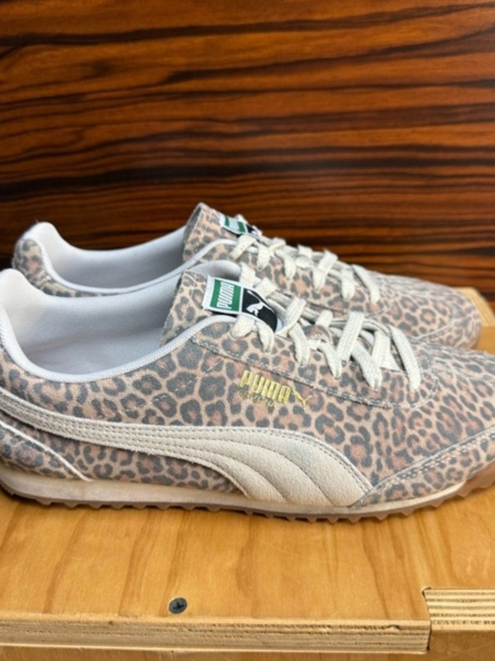 Puma Women's Leopard Print Sneakers in Beige and Cream- Runs Large!!!